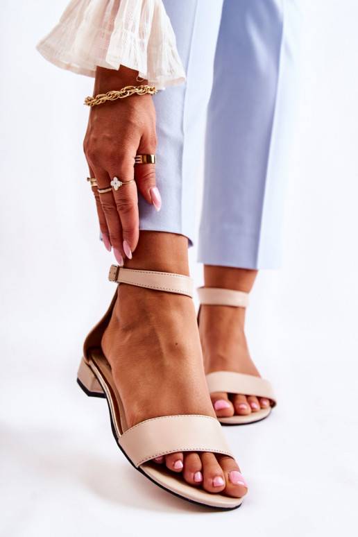 Women's Leather Sandals Beige Shanley