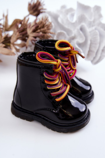 Children's Boots Laquered With Zipper Black Tibbie 2