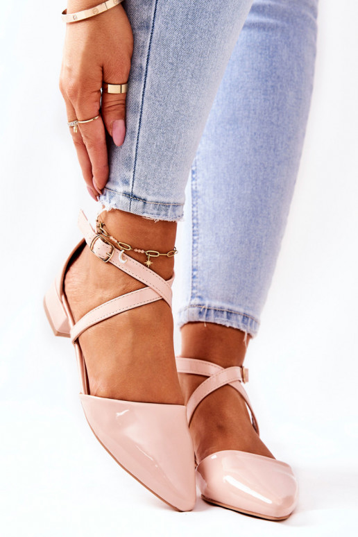 copy of Lacquered Stiletto low-heeled pumps Beige Giovanna