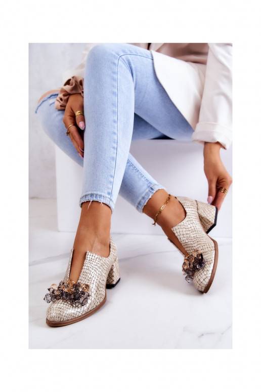 Leather Mosaic Shoes With transparent Decoration Burgundy Delaver