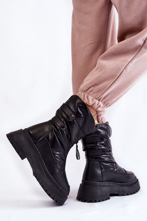 Juodi sniego batai su užtrauktukais Juodi sniego batai su užtrauktukais