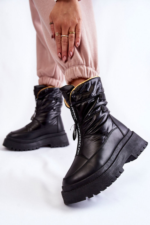 Juodi sniego batai su užtrauktukais Juodi sniego batai su užtrauktukais