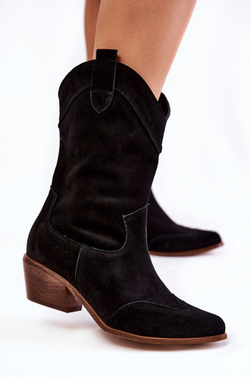 Suede Boots Cowboy Boots Lewski Shoes Black