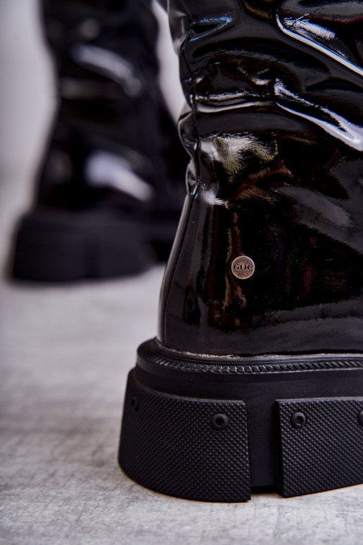 Lacquered Boots Over the knee On Flat... Lacquered Boots Over the knee On Flat...