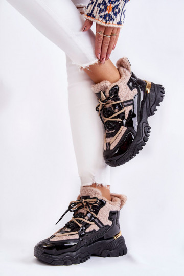 Women's Insulated Sports Boots Black and Beige Edora 2