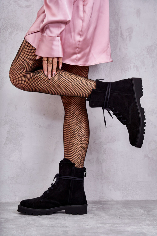 Suede boots with a zipper Nicole Black Suede boots with a zipper Nicole Black