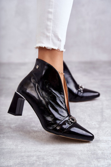 Leather boots on a post  Black