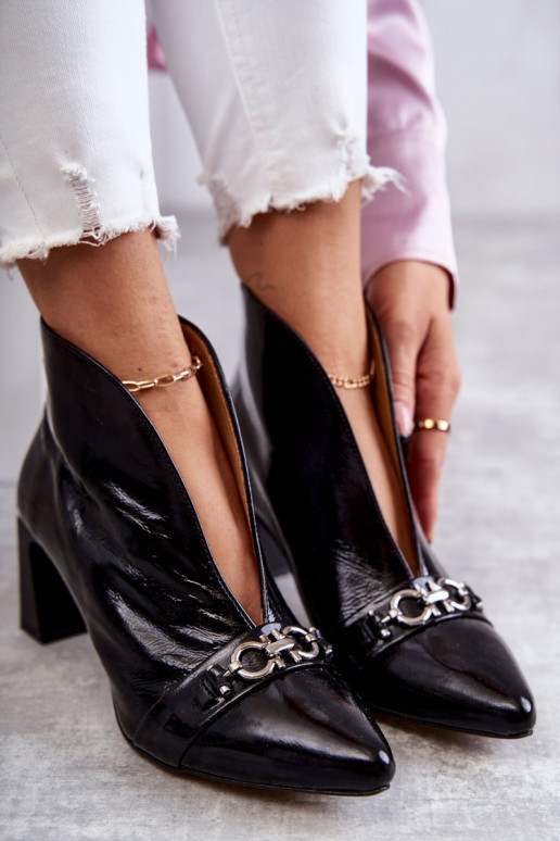 Leather boots on a post  Black Leather boots on a post  Black