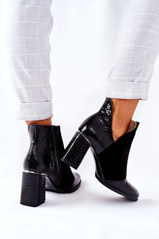 Women's Leather Stiletto Booties Black I Wish