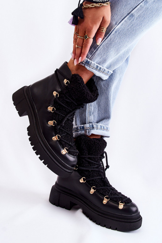 Leather Warm Boots Black Arisa Leather Warm Boots Black Arisa