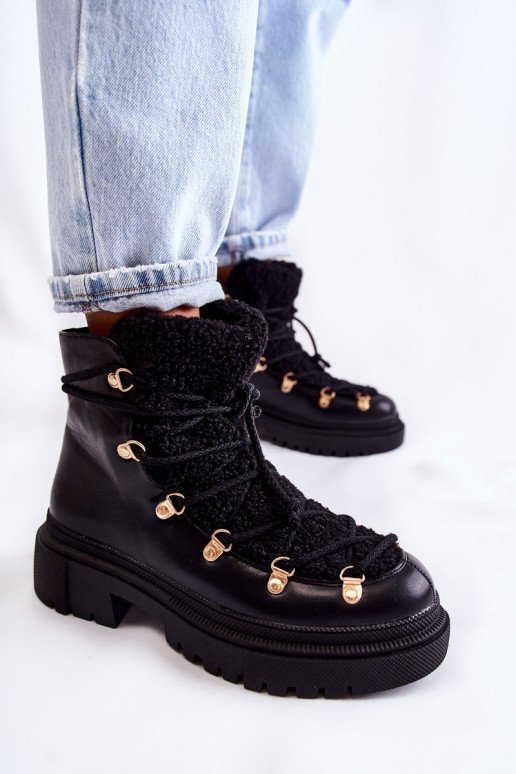 Leather Warm Boots Black Arisa