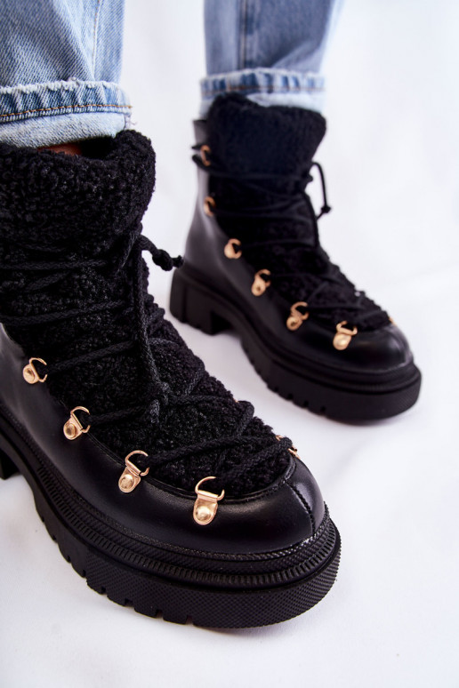 Leather Warm Boots Black Arisa Leather Warm Boots Black Arisa
