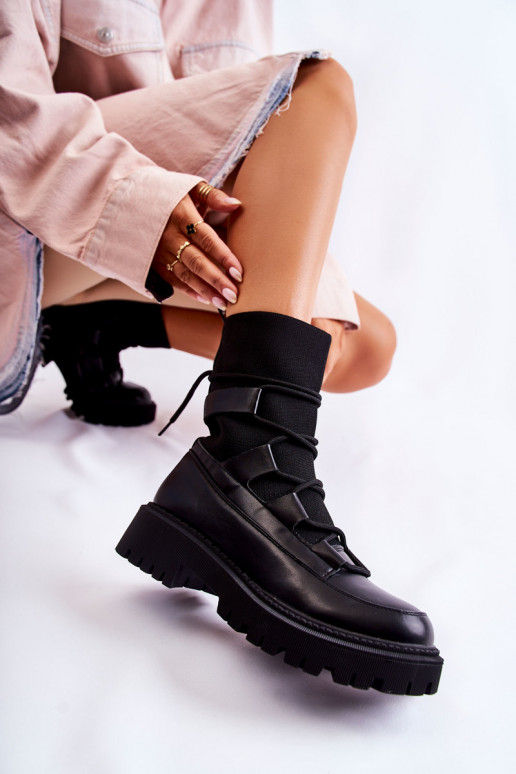 Women's Boots Workers With A Sock Black Fallor