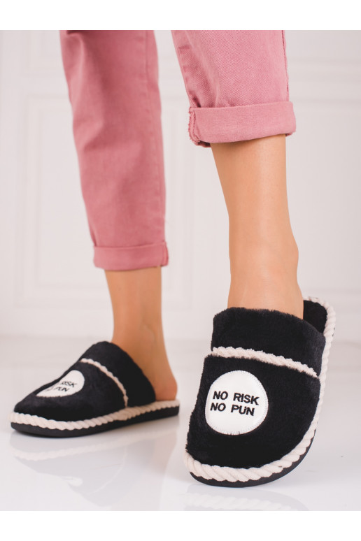 Black slippers with fur Shelovet
