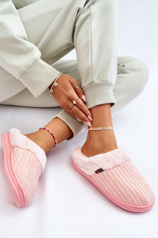 Women's Insulated Slip-On Slippers With Fur Pink Leriss