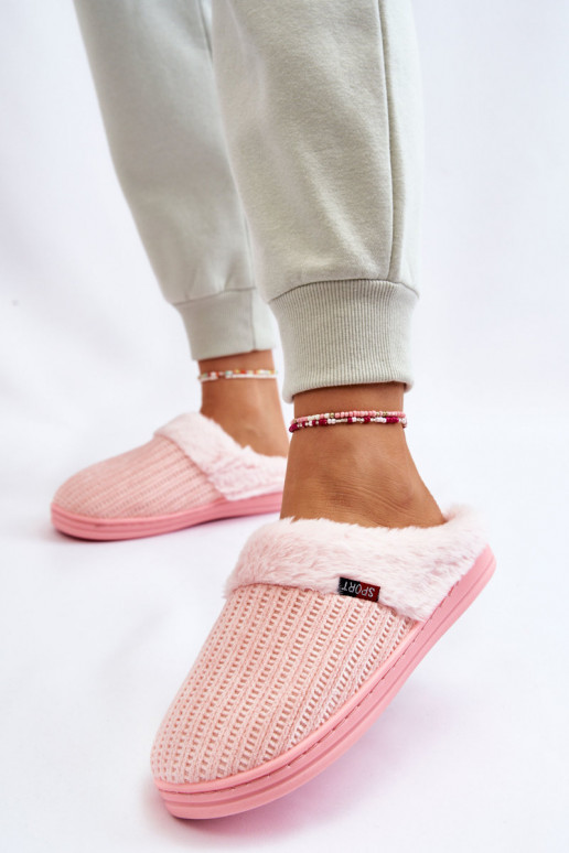 Women's Insulated Slip-On Slippers With Fur Pink Leriss
