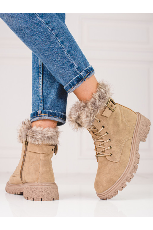 Boots with fur Shelovet dark beige Boots with fur Shelovet dark beige