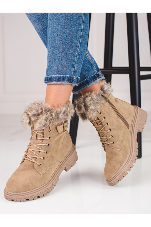 Boots with fur Shelovet dark beige Boots with fur Shelovet dark beige