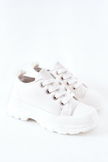 Children's Sneakers On A Platform White Travel Time 2