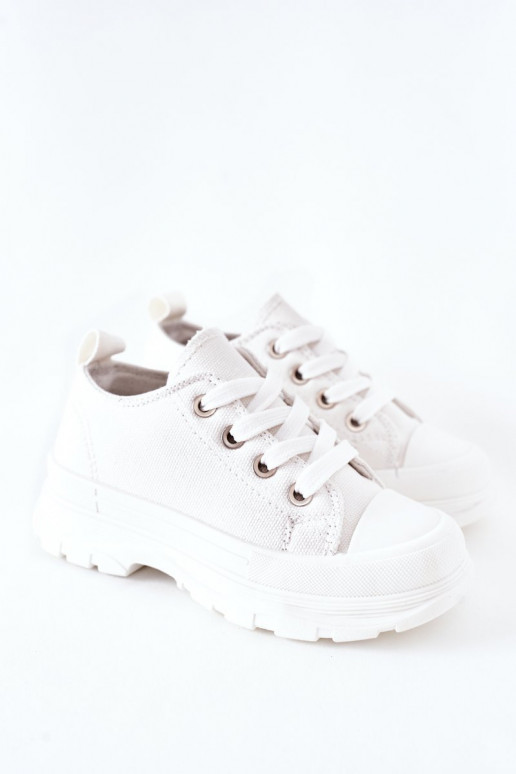 Children's Sneakers On A Platform White Travel Time