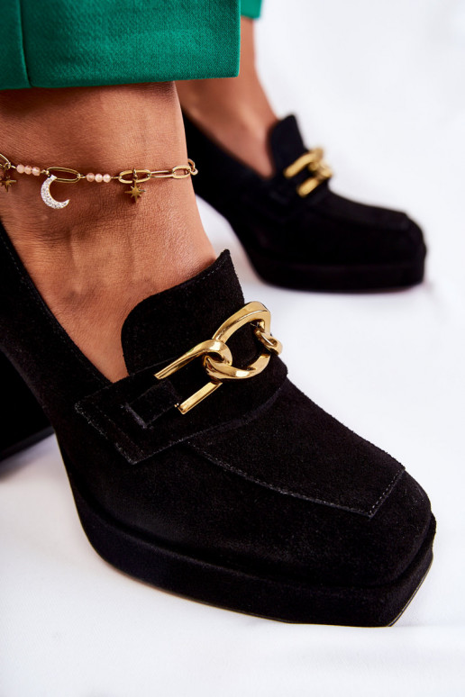 Suede Pumps With A Decorative Chain... Suede Pumps With A Decorative Chain...