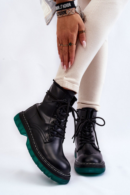 Women's Lace Up Boots With Green Sole... Women's Lace Up Boots With Green Sole...