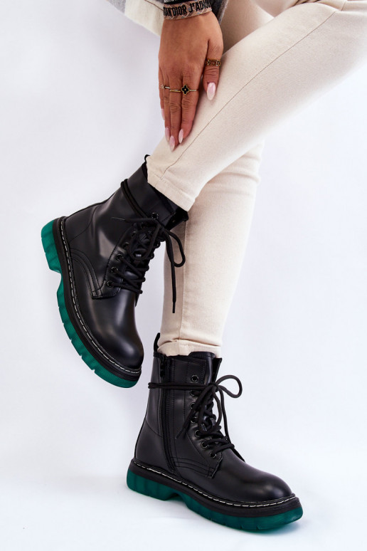 Women's Lace Up Boots With Green Sole... Women's Lace Up Boots With Green Sole...