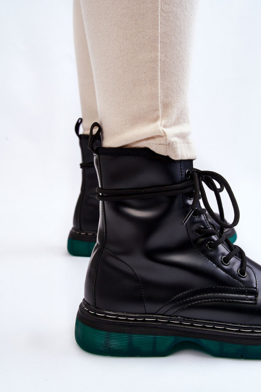 Women's Lace Up Boots With Green Sole... Women's Lace Up Boots With Green Sole...