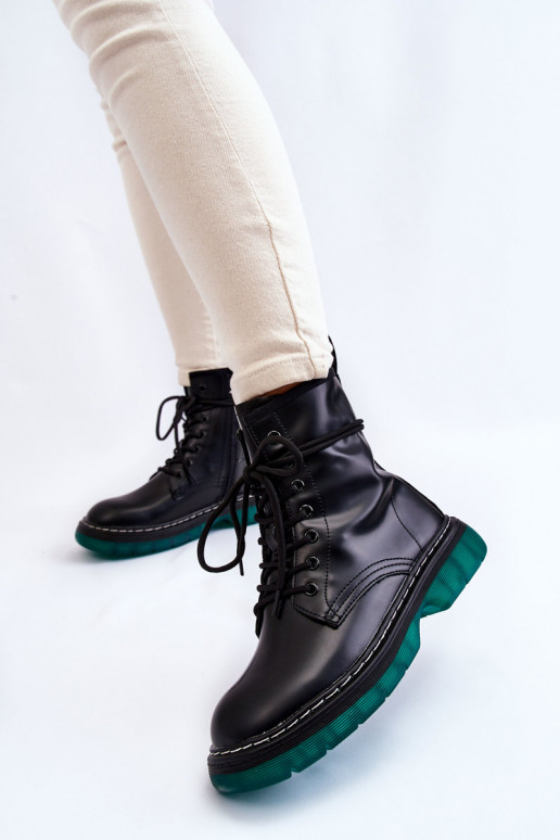 Women's Lace Up Boots With Green Sole... Women's Lace Up Boots With Green Sole...