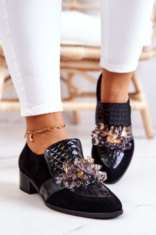 Suede Shoes With Decoration Black Davine Suede Shoes With Decoration Black Davine