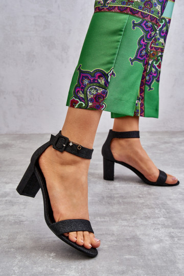 Glossy Heel Sandals Black... 2