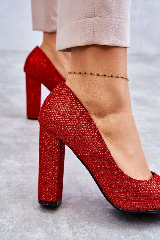 Shiny Pumps On Heel Red Elmira Shiny Pumps On Heel Red Elmira