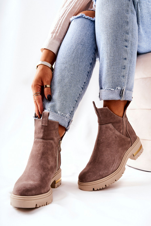 Padded boots opening Cappucino Tanya