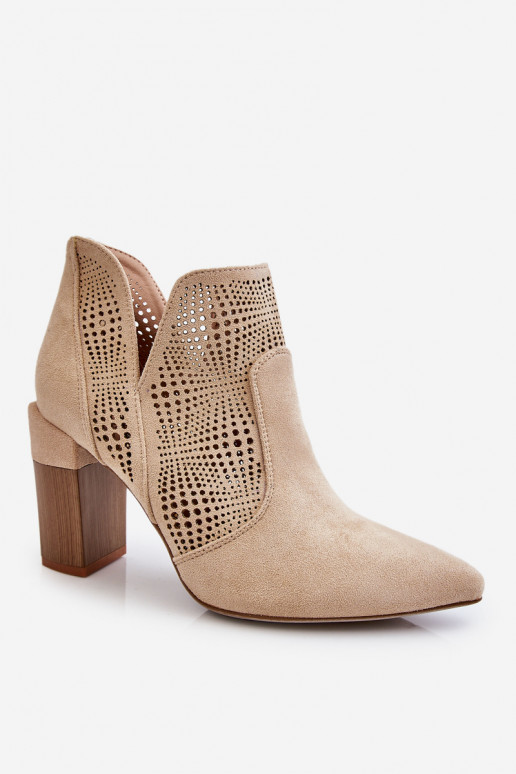 Openwork Suede High Heel Boots Light... Openwork Suede High Heel Boots Light...