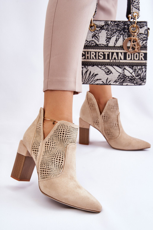 Openwork Suede High Heel Boots Light... Openwork Suede High Heel Boots Light...