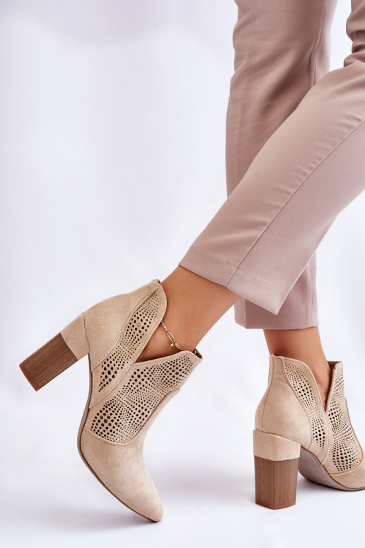 Openwork Suede High Heel Boots Light... Openwork Suede High Heel Boots Light...