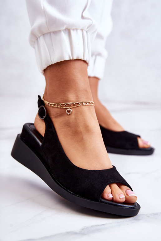 Women's Suede Buckle Sandals Black... Women's Suede Buckle Sandals Black...