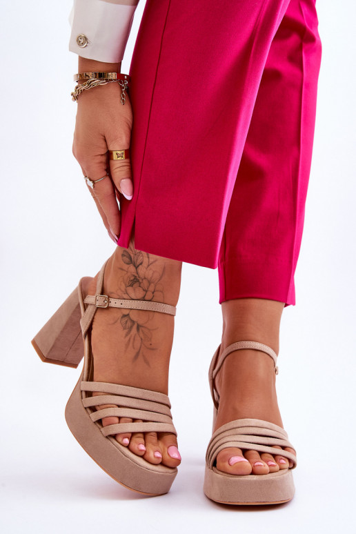 Women's Suede Platform Sandals Beige... Women's Suede Platform Sandals Beige...