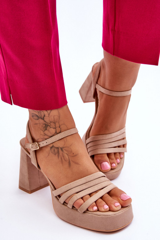 Women's Suede Platform Sandals Beige... Women's Suede Platform Sandals Beige...