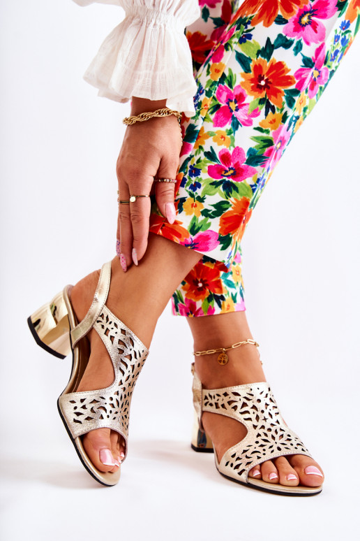 Leather Openwork Sandals On High... Leather Openwork Sandals On High...