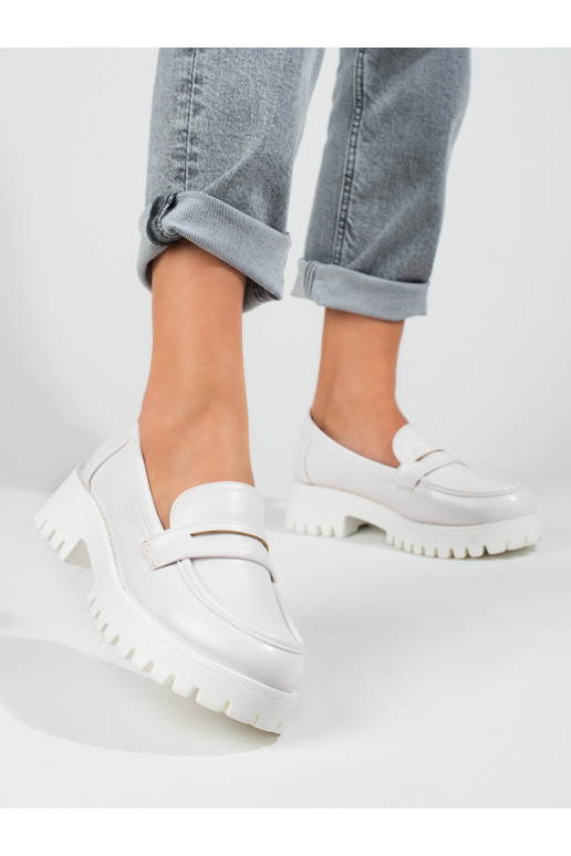 White color loafersy with platform Shelovet