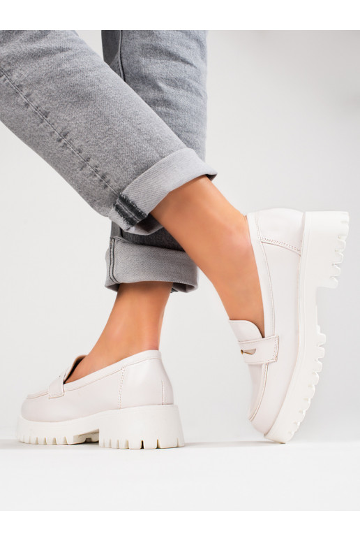White color loafersy with platform Shelovet