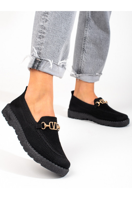 Textile Women's moccasins Shelovet black Textile Women's moccasins Shelovet black