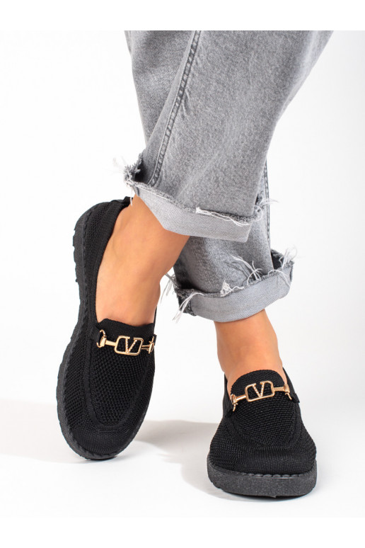 Textile Women's moccasins Shelovet black Textile Women's moccasins Shelovet black