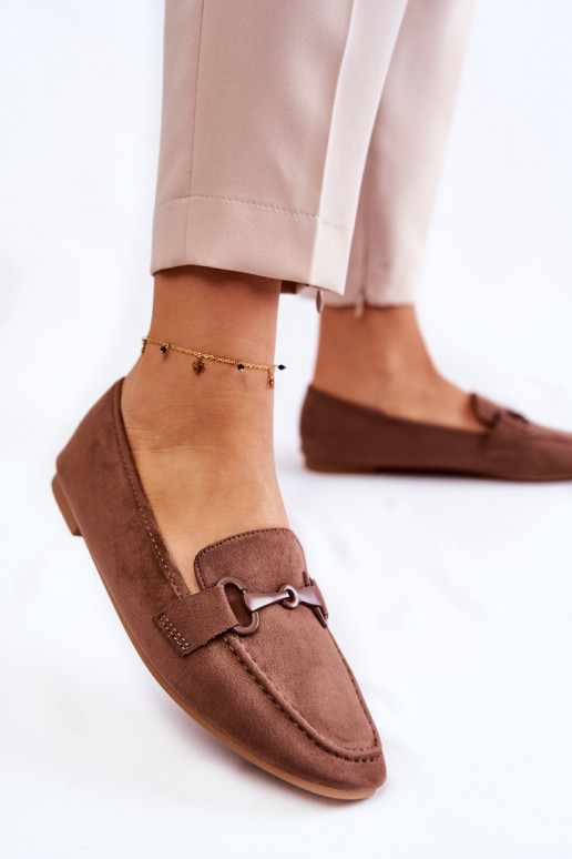 Suede loafers with decoration Brown... Suede loafers with decoration Brown...