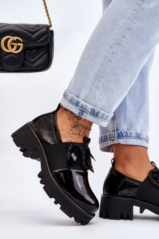 Lacquered Shoes With Ornaments Black Keily