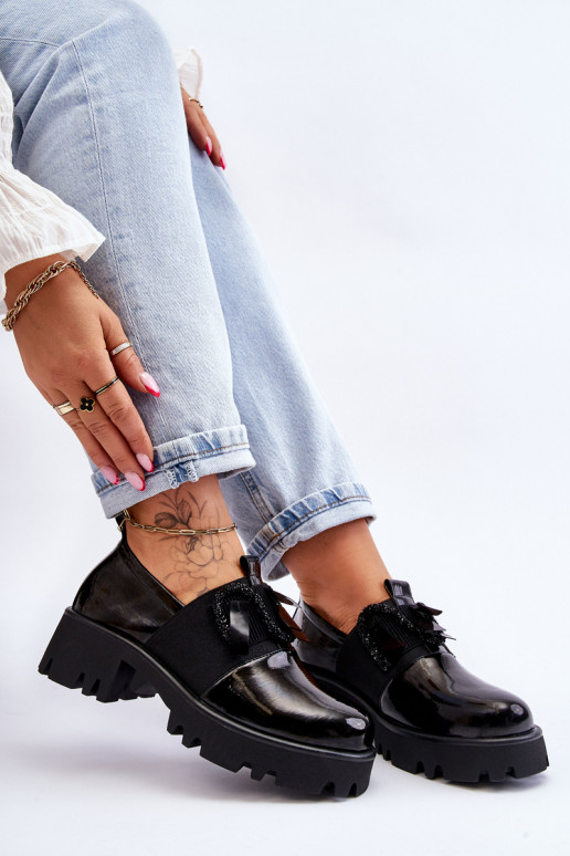 Lacquered Shoes With Ornaments Black Keily