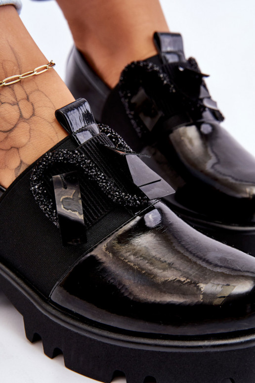 Lacquered Shoes With Ornaments Black Keily