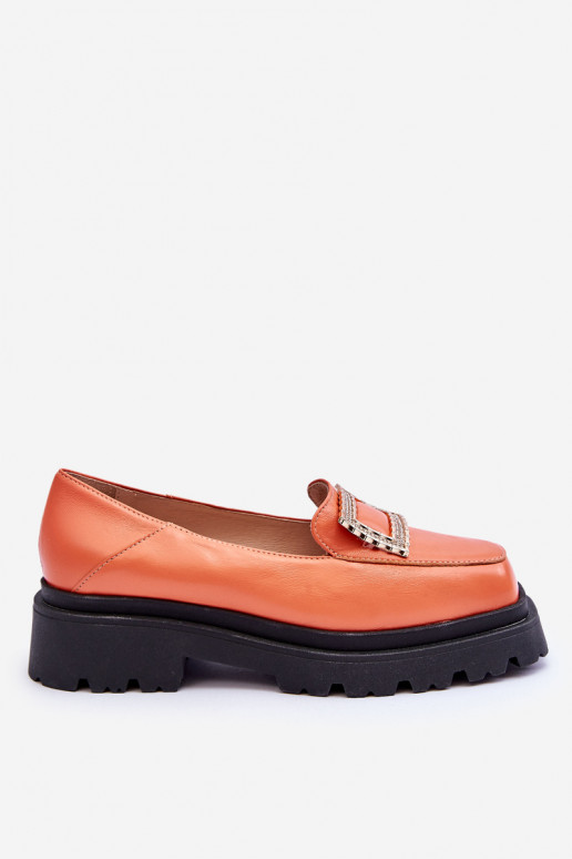 Comfortable Leather Loafers Orange...