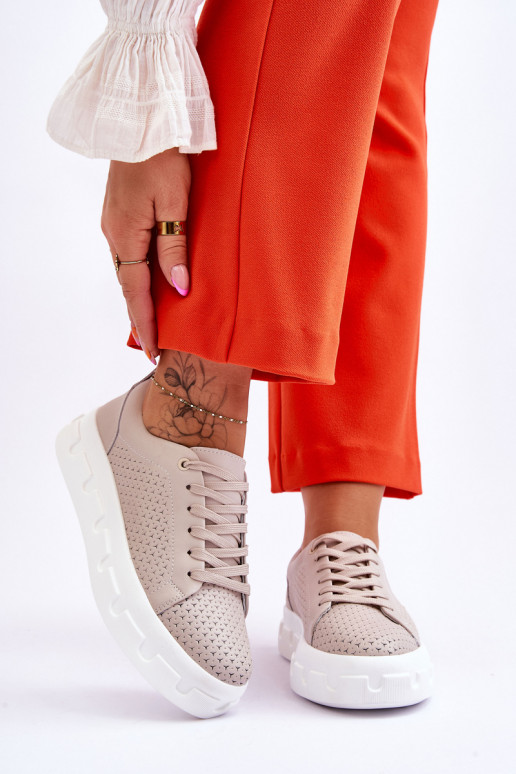 Leather Sports Shoes On A Chunky...